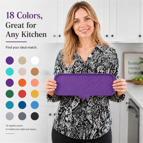 Silicone Soap Dish with Drain Spout (Purple / L(12"×4"))