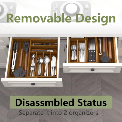 Extra Large Silverware Drawer Organizer (Acacia Brown / XXXXL(22-37''W x 16.5''D))