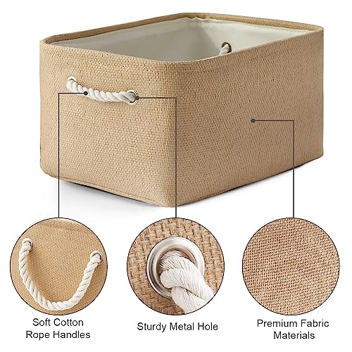 Organization and Storage Bin for Shelves (Beige / 3PCS/Large - 15.7Lx11.8Wx8.3H)