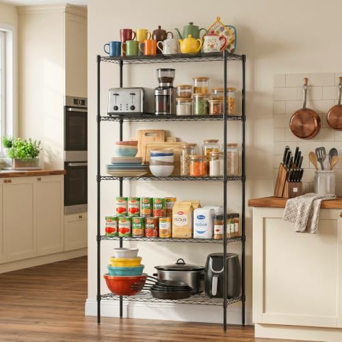 5 Tier Wire Shelf (Black / 36×14×72)