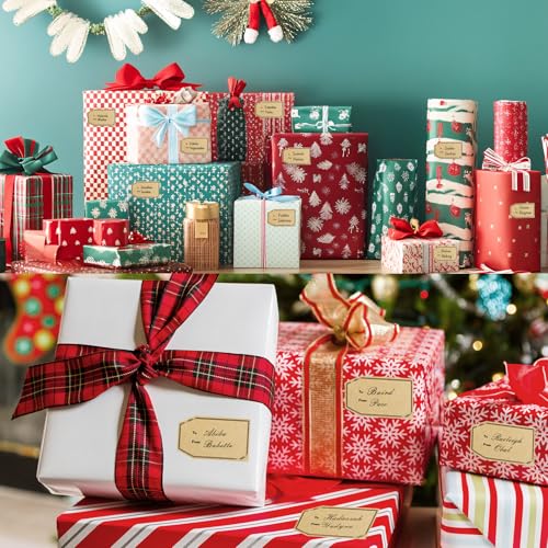 600PCS Gift Tag Stickers (Kraft-gold / 1.18 x 2 inches)