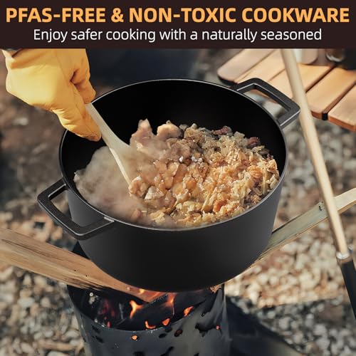 Cast Iron Dutch Oven Pot with Skillet Lid (5QT)