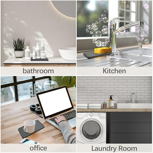 Set of 4 Water Absorbing Stone Tray (Dark Gray)