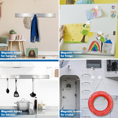 Magnetic Hooks Magnet Hook for Cruise Cabins 85LBS Essentials 6P (White / 0.98in)