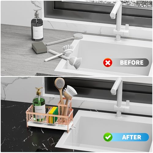 Sponge Holder for Kitchen Sink (Rose Gold - 9.25″)