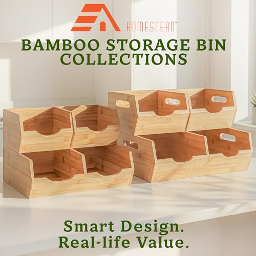 Extra Large Bamboo Pantry Storage Bins (Extra Large ( 3 Pack ))
