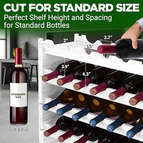 72 Bottle Wine Rack Stackable Bamboo Freestanding (72 Bottle - White)