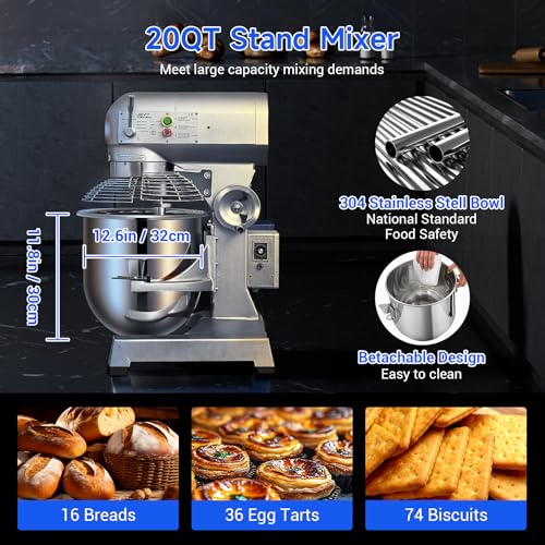 20Qt Commercial Food Mixer with Timing Function (20Quart)