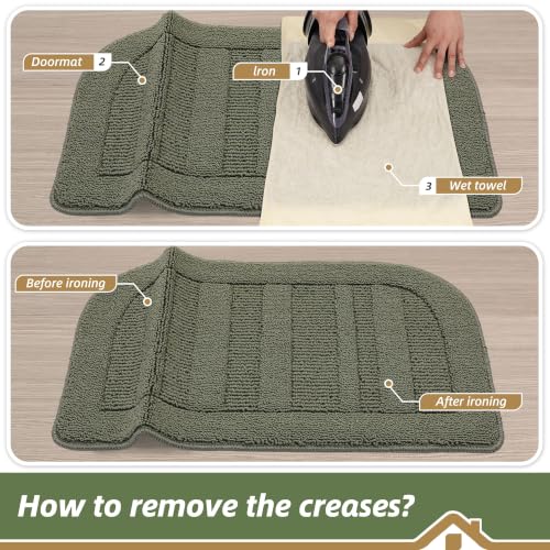 24x60 in Kitchen Rugs Non Slip Washable Kitchen Runner Rug (2' x 5' (Semicircular) / Green)