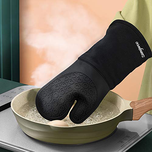 Oven Mitts and Pot Holders Set (Black / 14.6in Oven Mitts Set)