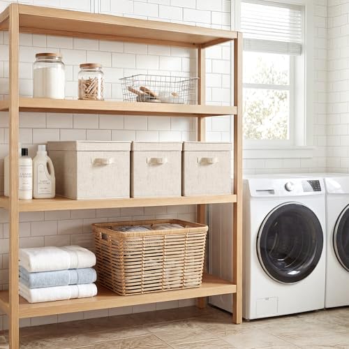 Fabric Storage Bins with Lids (Rustic Linen / Jumbo)