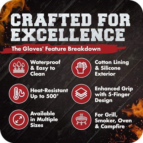 Silicone Smoker BBQ Gloves (Chili Red / One Size Fits Most)