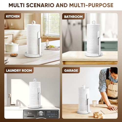 Heavy Duty Paper Towel Holder with Tension Arm (White)