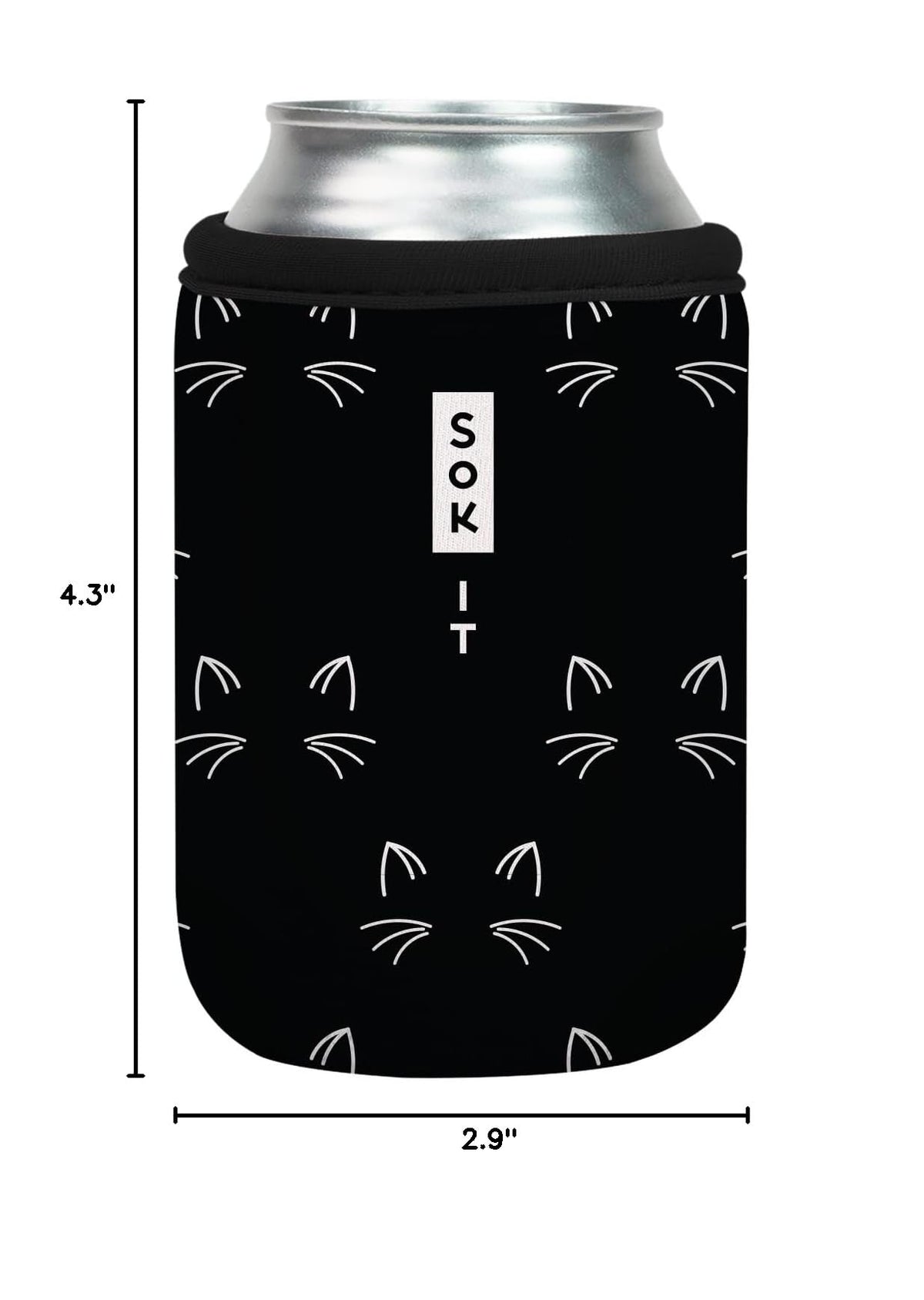 CanSok Sleeve for Beer & Soda Insulated Neoprene Cover (Mystical Meows / 12oz Can Sleeve)