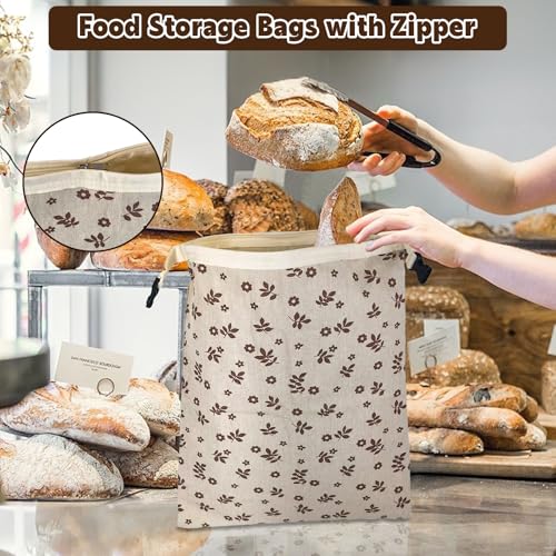 2 Pack Reusable Beeswax Bread Bags for Homemade Sourdough with Zipper