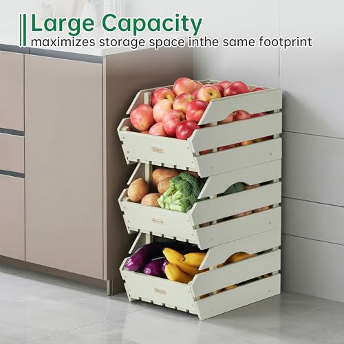Wood Potato Onion Storage Bins (Pebble Gray)