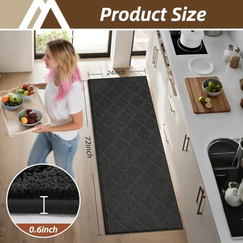 Kitchen Runner Rugs Non (Black / 24"X 72")