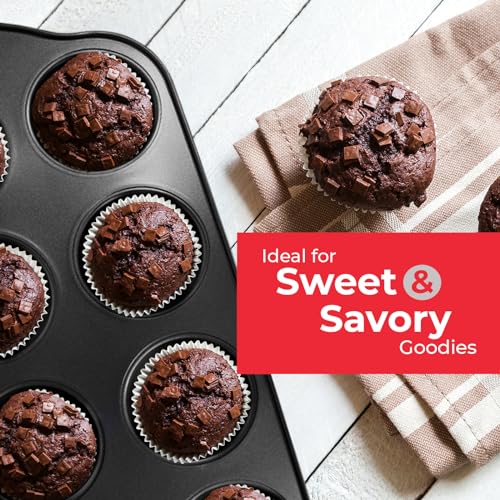 Non-Stick 10-Piece Baking Pan Set, BPA-Free Carbon Steel Bakeware Set with Silicone Handles, Stackable Kitchen Oven Set, Cookie Sheet, Baking Tray, Baking Sheet Set, Oven Safe (446°F) (10 Piece)