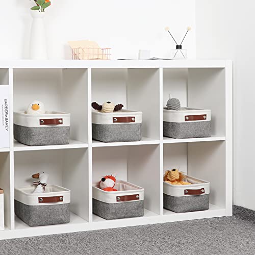 Small Storage Baskets 6 Pack (White&Grey / XS-12"x8"x5")
