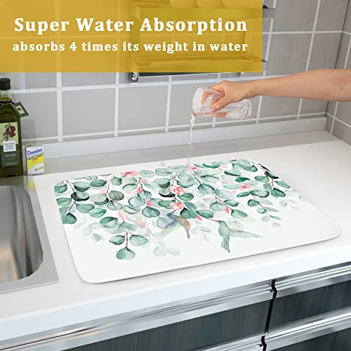 Sage Green Dish Drying Mat (DrymatLEucalyptus / 24" x 18")