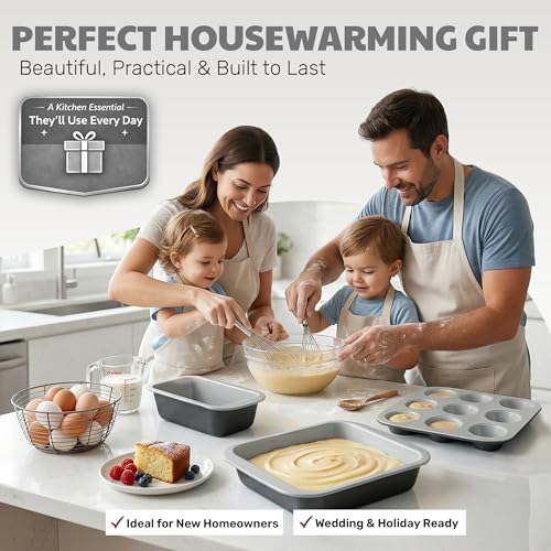 6 Pc Stackable Baking Pans Set (Black / Gray)