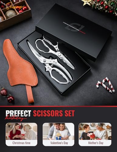 2 Piece Kitchen Scissors Set with Poultry Shears (Sliver)