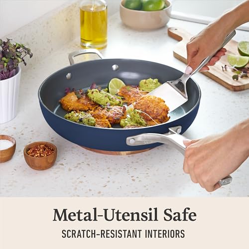 Premier Ceramic Nonstick 12" Frying Pan with Lid (12" Fry Pan with Lid / Midnight Blue)