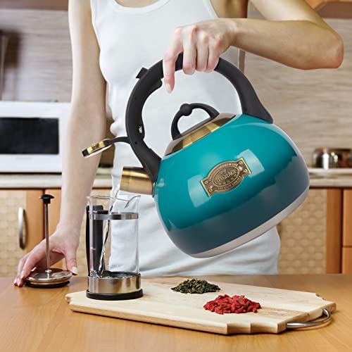 Tea Kettle Stovetop Whistling Kettle Teapot (Blue)