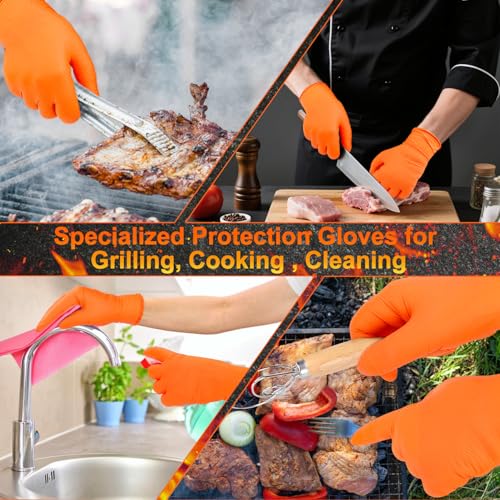 BBQ Gloves Disposable (X-Large / 10mil Nitrile - Orange)