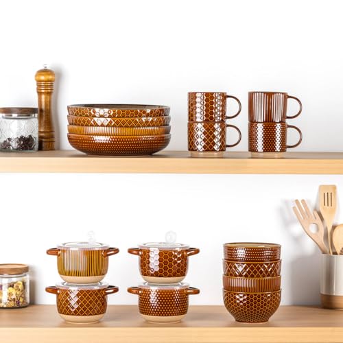 8.5'' Large Pasta Bowls (36oz / Caramel)