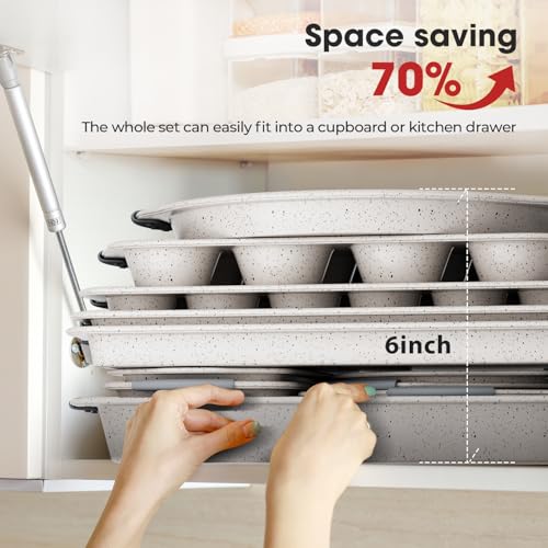 11 Piece Nonstick Bakeware Set (Gray&White)