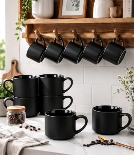 14 OZ Coffee Mugs Set of 12 (Matte Black / Set of 12(14 Ounces))
