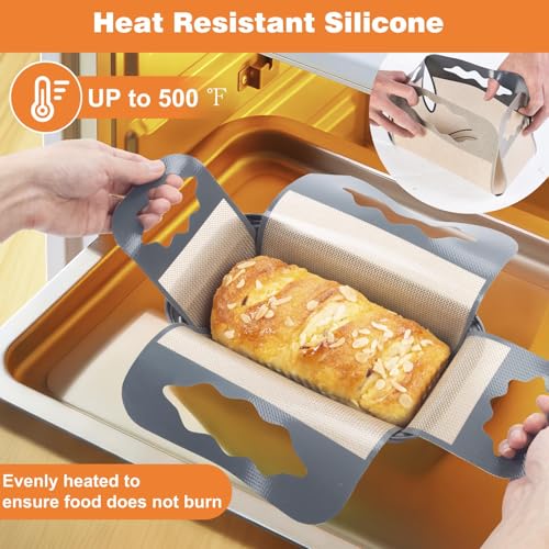 2 Pcs Silicone Bread Loaf Pan Liners (Gray)