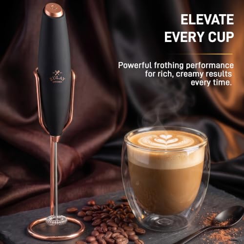 Powerful Milk Frother Wand With Duracell Batteries (Gift Box Black & Copper / Z1 Motor + Batteries)