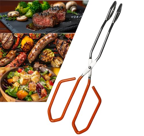 11 Inch Hiash Orange Stainless Steel Scissor Tongs