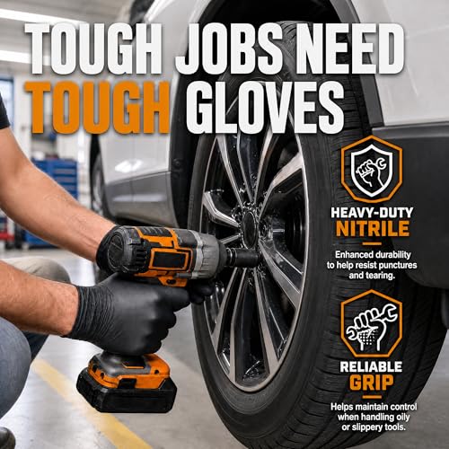 Nitrile Gloves HEAVY DUTY 7 Mil Disposable Rubber Black Gloves Small (Small)