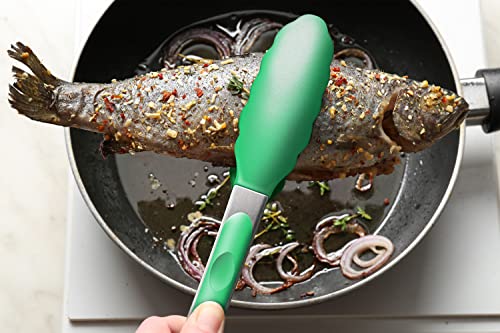 2 Pack Silicone Kitchen Tongs (Dark Green)
