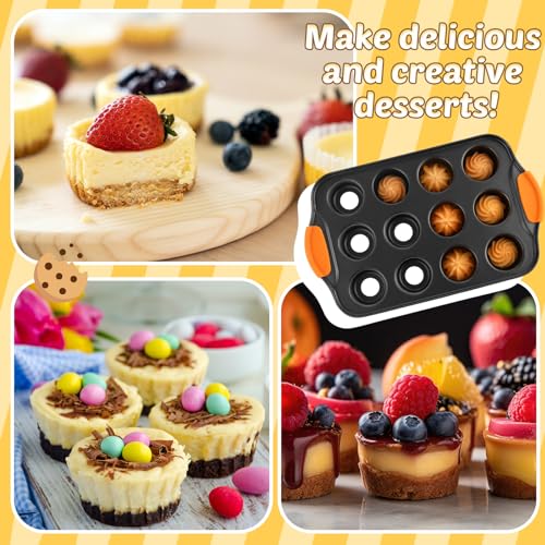 3 Pack Mini Cheesecake Pans Removable Bottom 12 Cavity (3 Count)