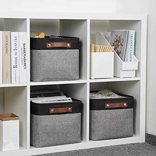Fabric Baskets for Storage (Black&Grey / L-15"x11"x9.5")