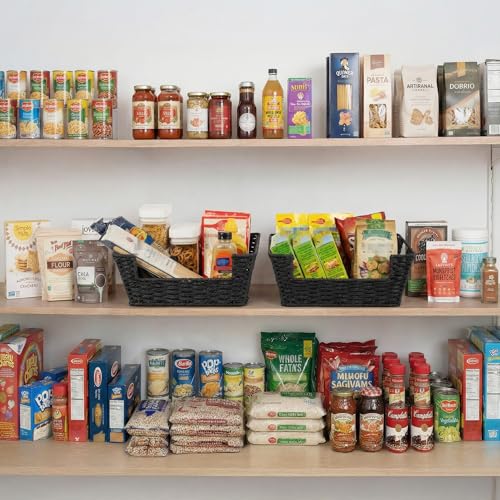 Pantry Baskets for Shelves (Black / 13 ½"L x 10 ¾"W x 5"H)