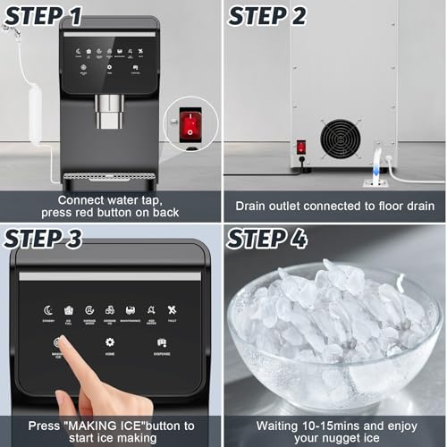 Nugget Ice Maker Countertop with 7Lbs Storage (Nugget Ice Countertop-90LBS/24H)