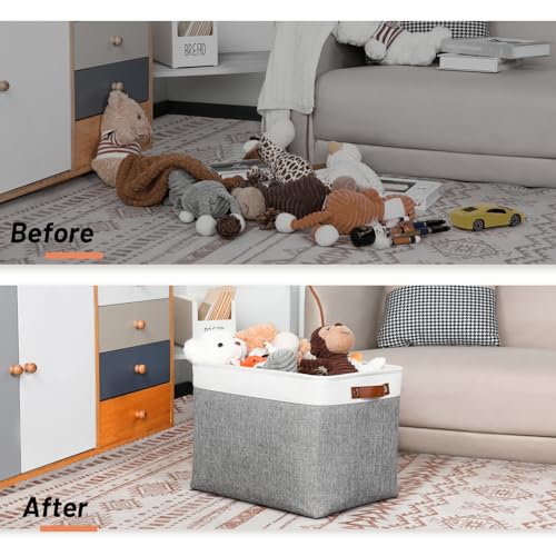 Large Storage Baskets (White&Grey / XL-16"x 12"x12")
