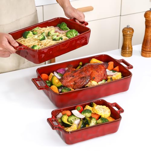 Ceramic Bakeware Set (Set of 3 / Cherry Red)