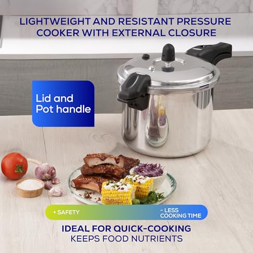 6.3 Quart / 6 Liter) Olla de Presion, Aluminum Stovetop Pressure Pot with 6 Safety Systems, 7-Serving Family Size, Pressure Cooker made in Colombia, 25-Year Warranty