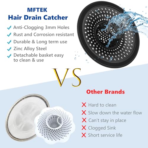 Drain Hair Catcher Tub Drain Protector (Black)