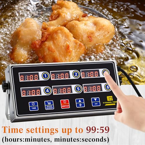 2 Pack Commercial Digital Kitchen Timer for Cooking (6 Channel)