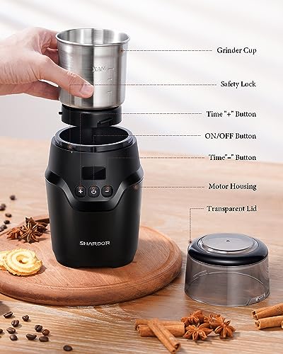 Adjustable Coffee Grinder Electric (Dark black / 1 Bowl)