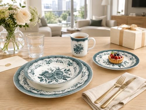 Royal 24 Piece Porcelain Dinnerware Set for 6 (24 / VICTORIA Green)