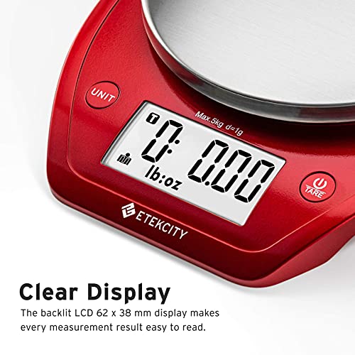 Food Kitchen Scale with Bowl (Chili Red / 11lb / 11lb)