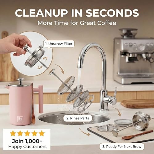 French Press Coffee Maker (Pink)